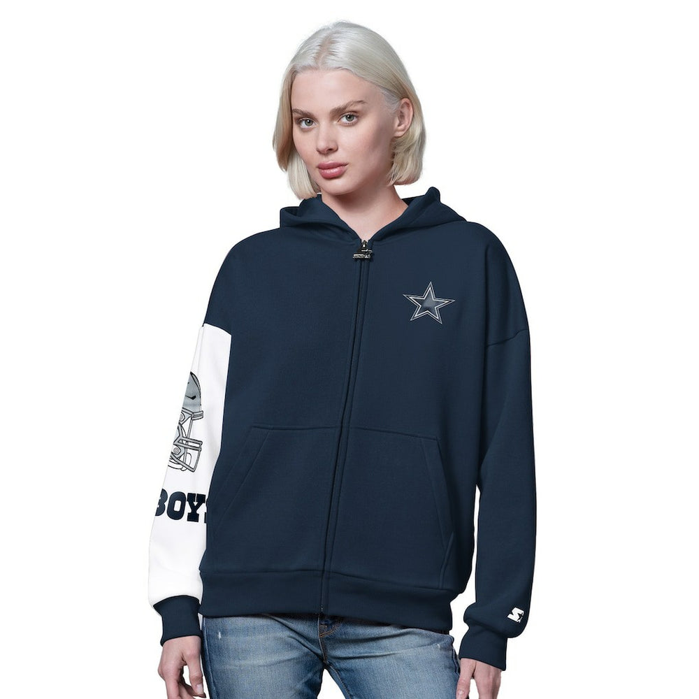 Dallas Cowboys Starter Women's 4th Down Full-Zip Hoodie - Navy online