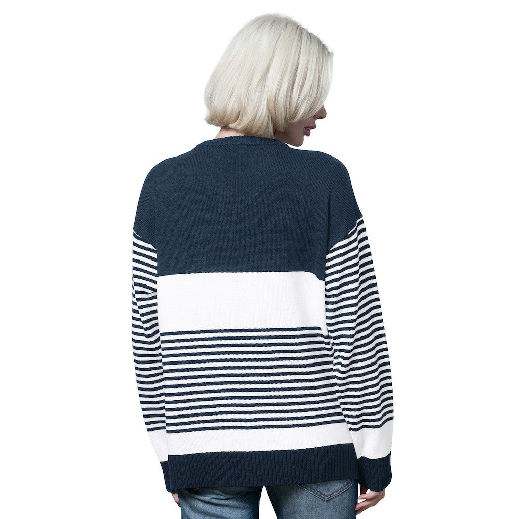 Dallas Cowboys Starter Women's No Huddle Striped V-Neck Sweater - Navy for sale