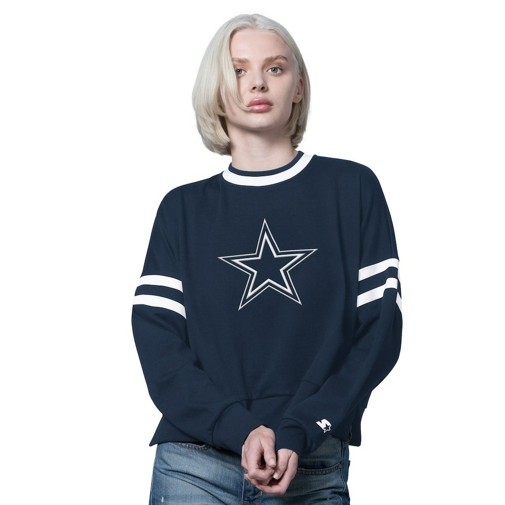 Dallas Cowboys Starter Women's Rally Drop Shoulder Cropped Sweatshirt - Navy online