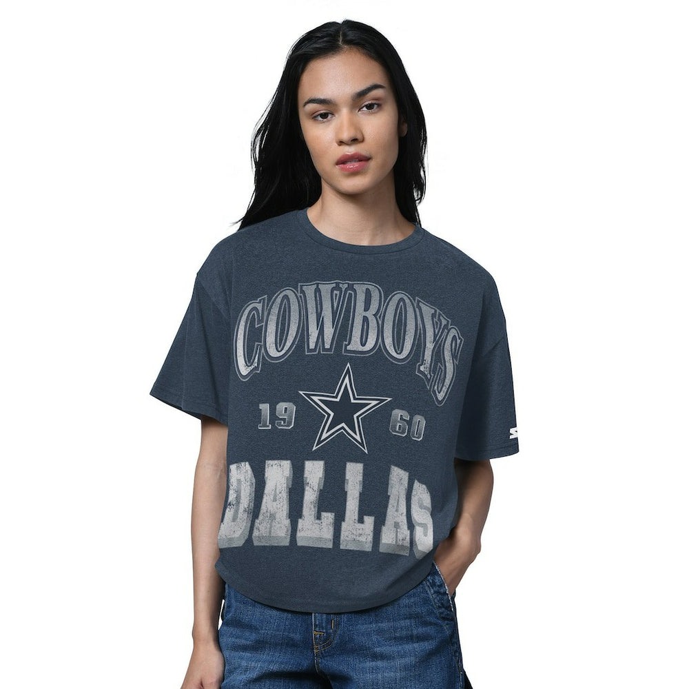 Dallas Cowboys Starter Women's Oversized Hall of Fame T-Shirt - Heather Navy for sale