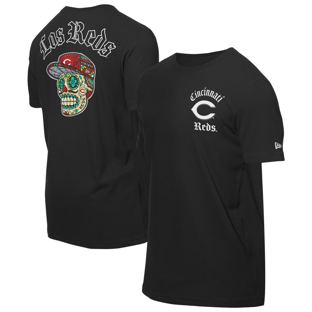 Cincinnati Reds Sugar Skulls T-Shirt Black