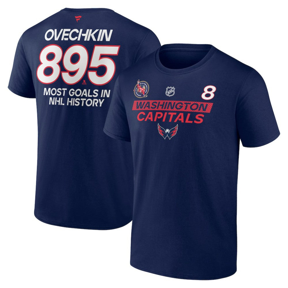 Alexander Ovechkin Washington Capitals Fanatics Most Goals in NHL History T-Shirt - Navy T-shirts