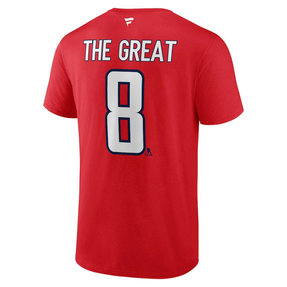 Alexander Ovechkin Washington Capitals Fanatics NHL All-Time Leading Goal Scorer The Great 8 Name & Number T-Shirt - Red T-shirts
