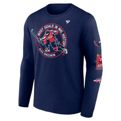 Alexander Ovechkin Washington Capitals Fanatics NHL All-Time Leading Goal Scorer Badges Long Sleeve T-Shirt - Athletic Navy T-shirts