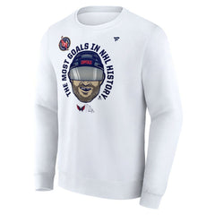 Alexander Ovechkin Washington Capitals Fanatics NHL All-Time Leading Goal Scorer GR8 Caricature Fleece Pullover Sweatshirt - White Sweatshirts