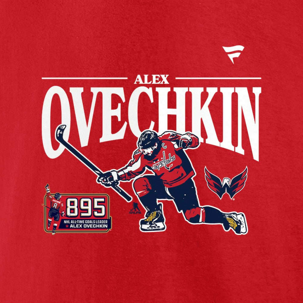 Alexander Ovechkin Washington Capitals Fanatics NHL All-Time Leading Goal Scorer GR8 Celebration T-Shirt - Athletic Red T-shirts