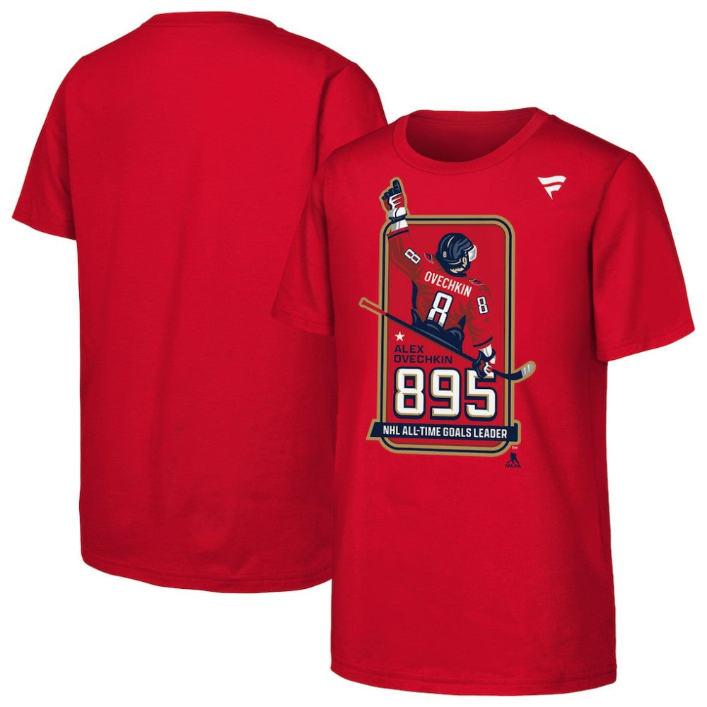 Alexander Ovechkin Washington Capitals Youth NHL All-Time Leading Goal Scorer Locker Room T-Shirt - Red T-shirts