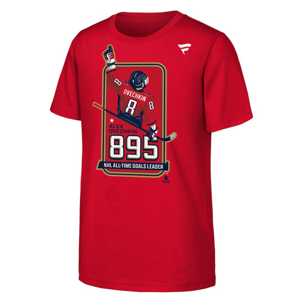 Alexander Ovechkin Washington Capitals Youth NHL All-Time Leading Goal Scorer Locker Room T-Shirt - Red T-shirts