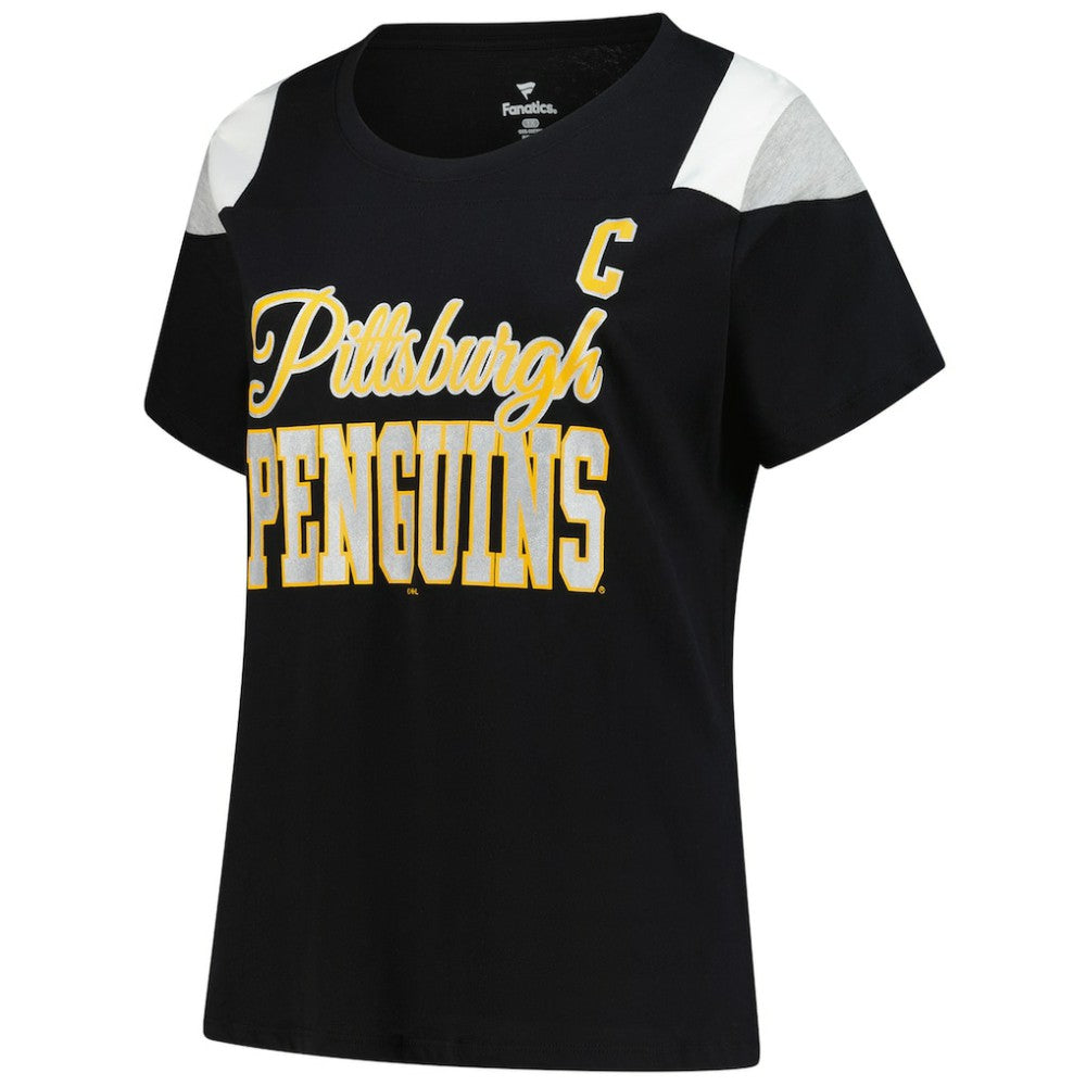 Sidney Crosby Pittsburgh Penguins Fanatics Women's Plus Size Name & Number Scoop Neck T-Shirt - Black T-shirts