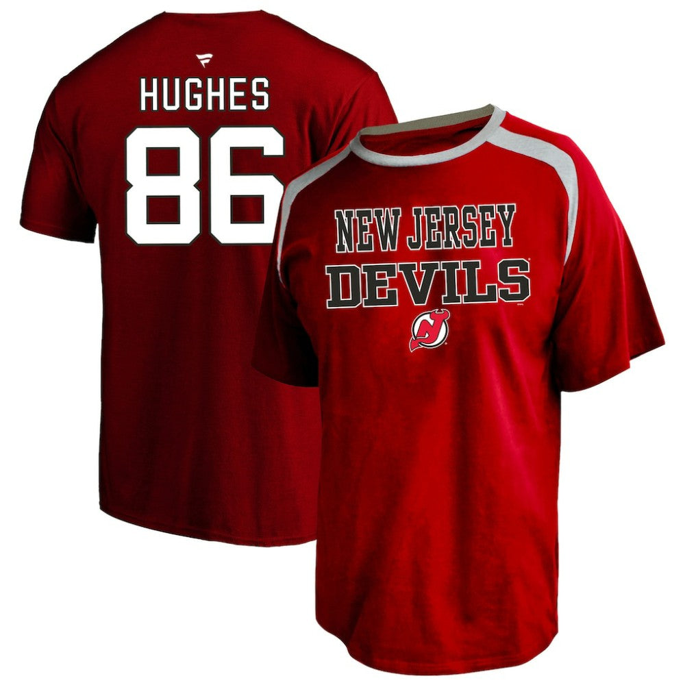 Jack Hughes New Jersey Devils Fanatics Women's Plus Size Name & Number Scoop Neck T-Shirt - Red T-shirts