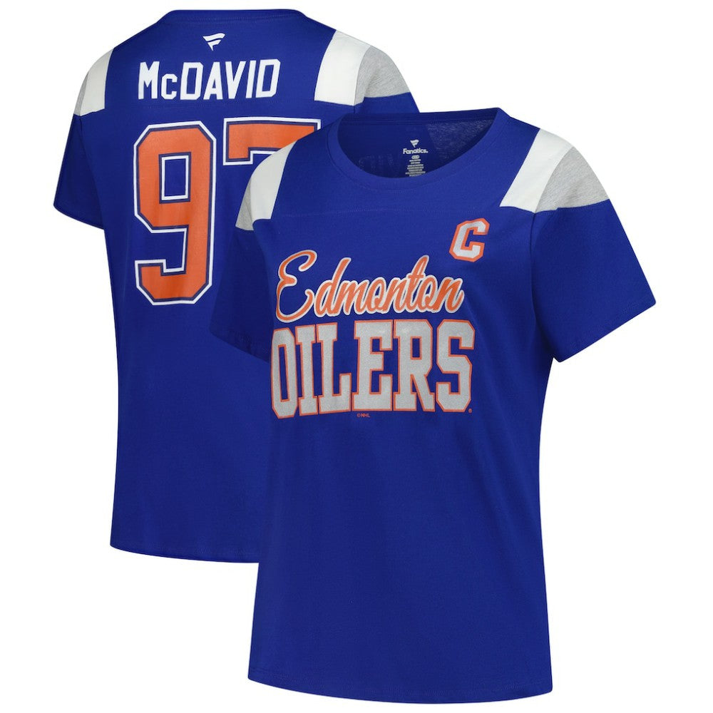 Connor McDavid Edmonton Oilers Fanatics Women's Plus Size Name & Number Scoop Neck T-Shirt - Royal T-shirts