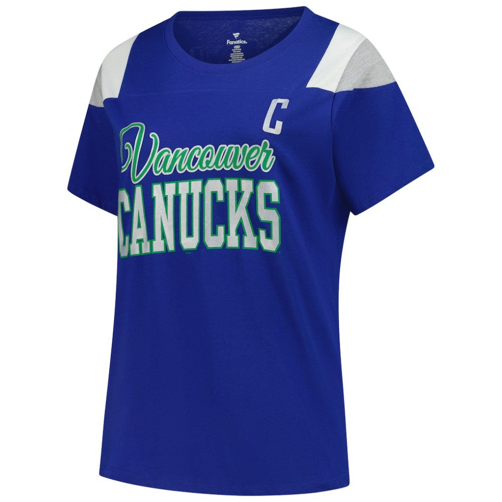 Quinn Hughes Vancouver Canucks Fanatics Women's Plus Size Name & Number Scoop Neck T-Shirt - Royal T-shirts