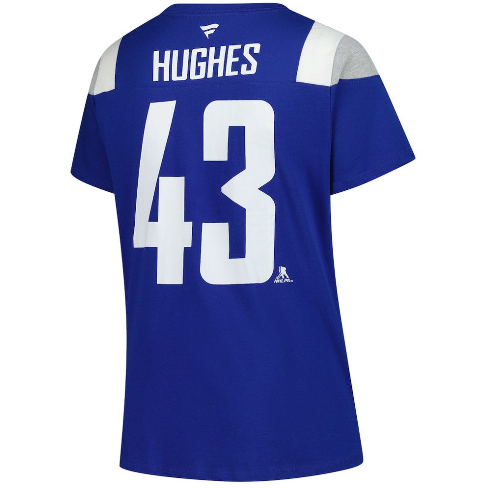 Quinn Hughes Vancouver Canucks Fanatics Women's Plus Size Name & Number Scoop Neck T-Shirt - Royal T-shirts