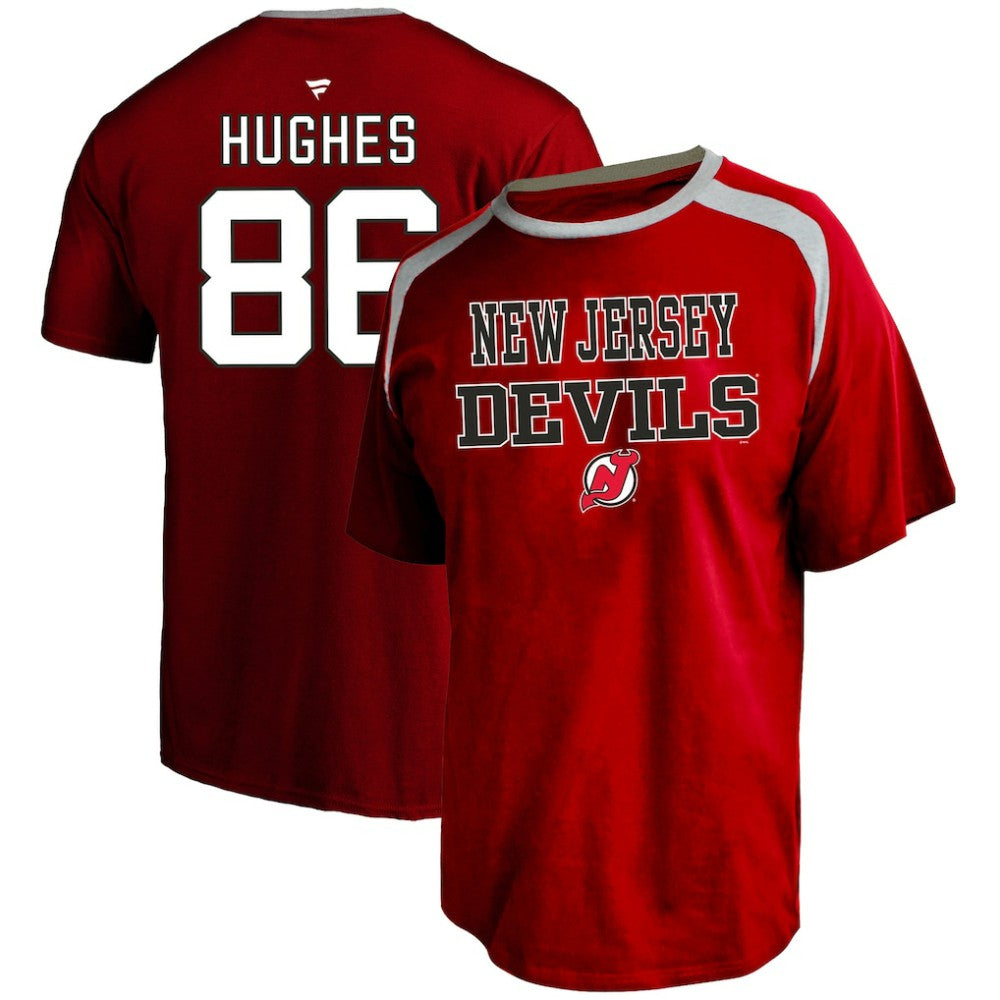 Jack Hughes New Jersey Devils Profile Big & Tall Name & Number T-Shirt - Red T-shirts
