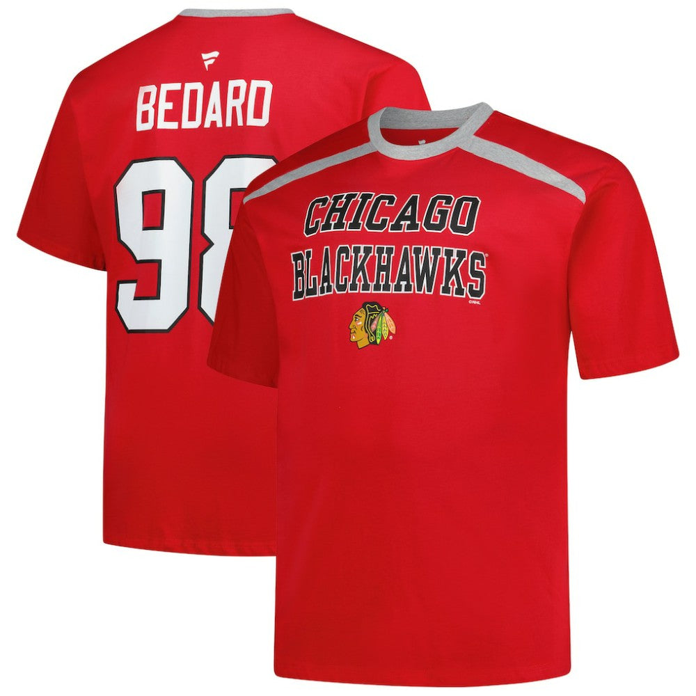 Connor Bedard Chicago Blackhawks Profile Big & Tall Name & Number T-Shirt - Red T-shirts