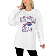 Buffalo Bills Gameday Couture Women's Mind Games Oversized Long Sleeve T-Shirt - White cheap