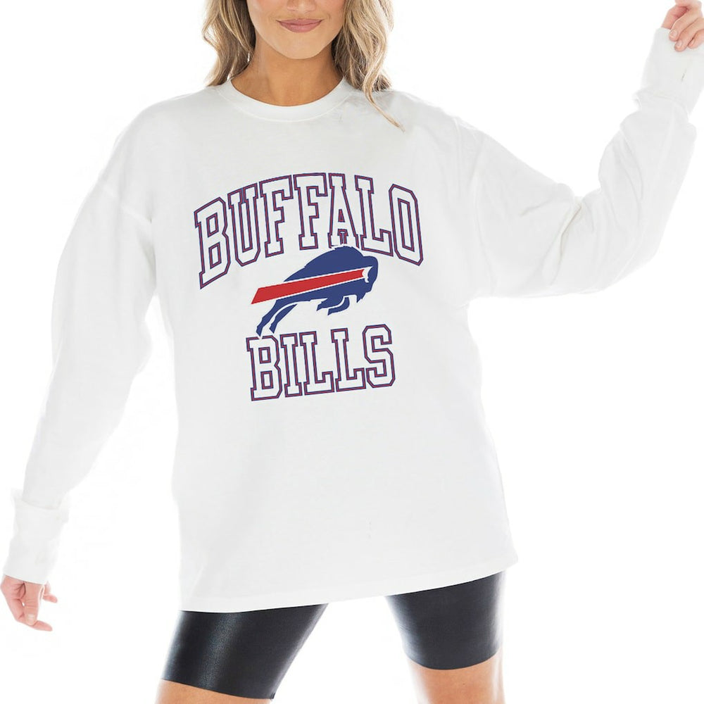 Buffalo Bills Gameday Couture Women's Mind Games Oversized Long Sleeve T-Shirt - White cheap