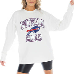 Buffalo Bills Gameday Couture Women's Mind Games Oversized Long Sleeve T-Shirt - White cheap