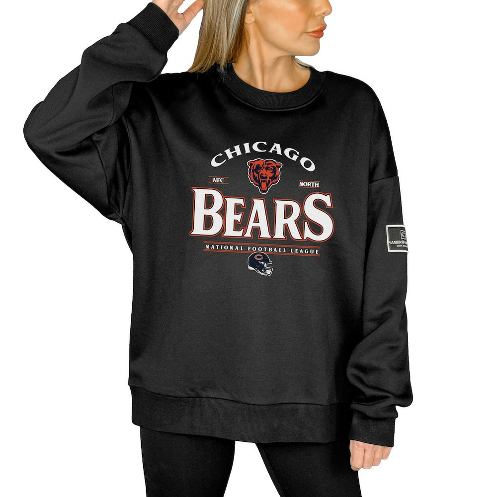 Chicago Bears Gameday Couture Women's Oversized Players Only Black Label Pullover Sweatshirt - Black cheap
