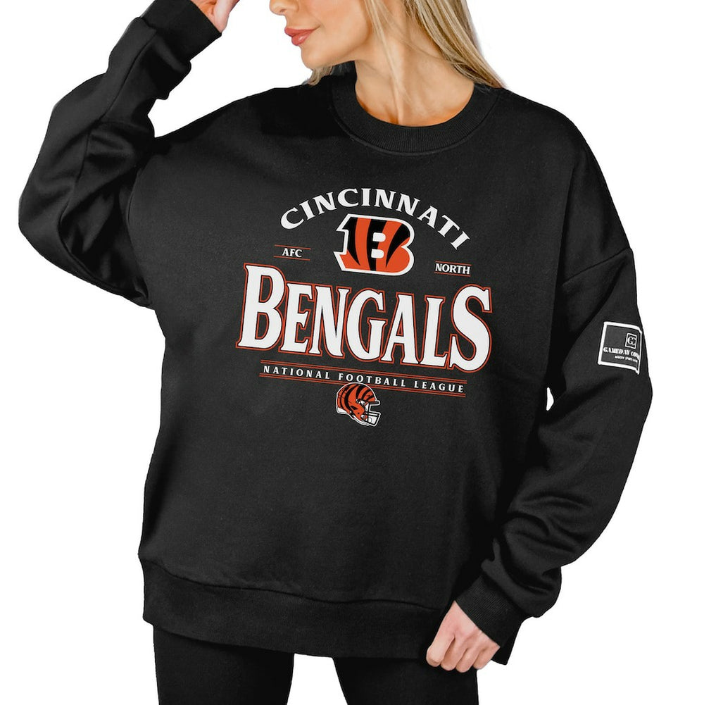 Cincinnati Bengals Gameday Couture Women's Oversized Players Only Black Label Pullover Sweatshirt - Black discount