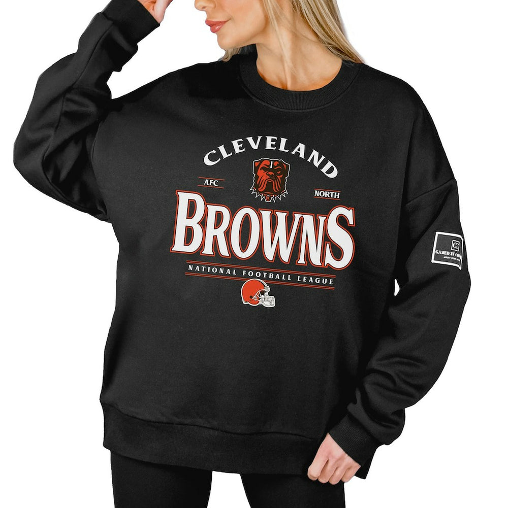 Cleveland Browns Gameday Couture Women's Oversized Players Only Black Label Pullover Sweatshirt - Black online