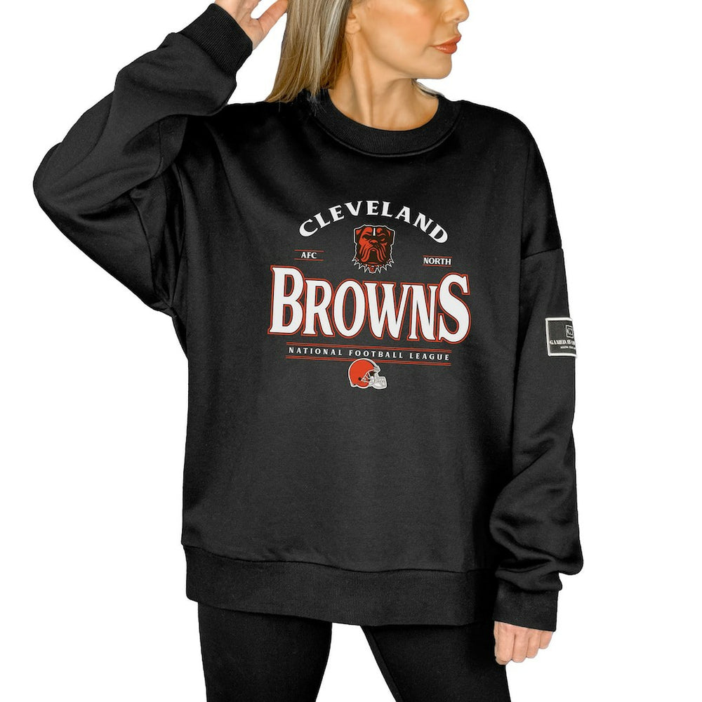 Cleveland Browns Gameday Couture Women's Oversized Players Only Black Label Pullover Sweatshirt - Black online