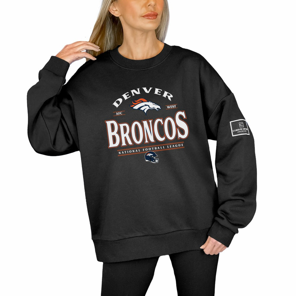 Denver Broncos Gameday Couture Women's Oversized Players Only Black Label Pullover Sweatshirt - Black discount