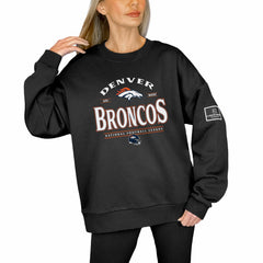 Denver Broncos Gameday Couture Women's Oversized Players Only Black Label Pullover Sweatshirt - Black discount
