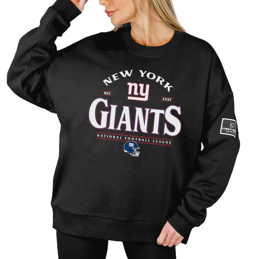 New York Giants Gameday Couture Women's Oversized Players Only Black Label Pullover Sweatshirt - Black sale