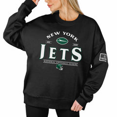 New York Jets Gameday Couture Women's Oversized Players Only Black Label Pullover Sweatshirt - Black cheap