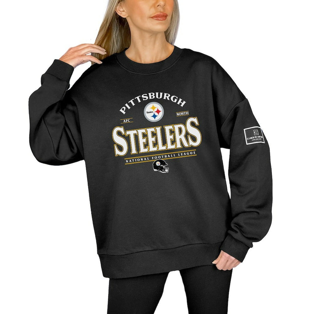 Pittsburgh Steelers Gameday Couture Women's Oversized Players Only Black Label Pullover Sweatshirt - Black sale
