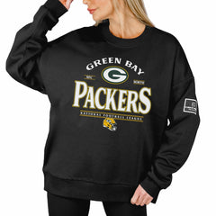 Green Bay Packers Gameday Couture Women's Oversized Players Only Black Label Pullover Sweatshirt - Black for sale