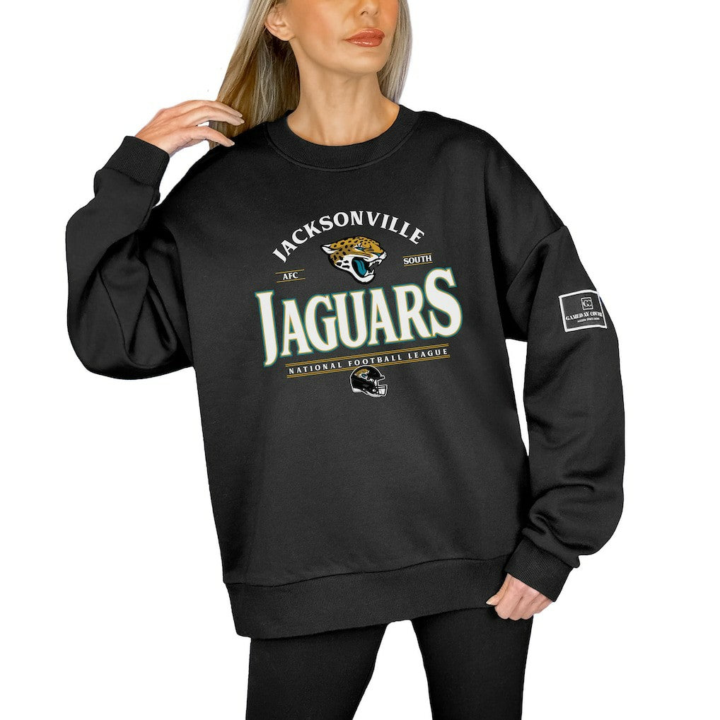 Jacksonville Jaguars Gameday Couture Women's Oversized Players Only Black Label Pullover Sweatshirt - Black outlet