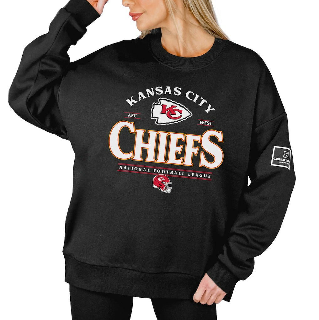 Kansas City Chiefs Gameday Couture Women's Oversized Players Only Black Label Pullover Sweatshirt - Black online
