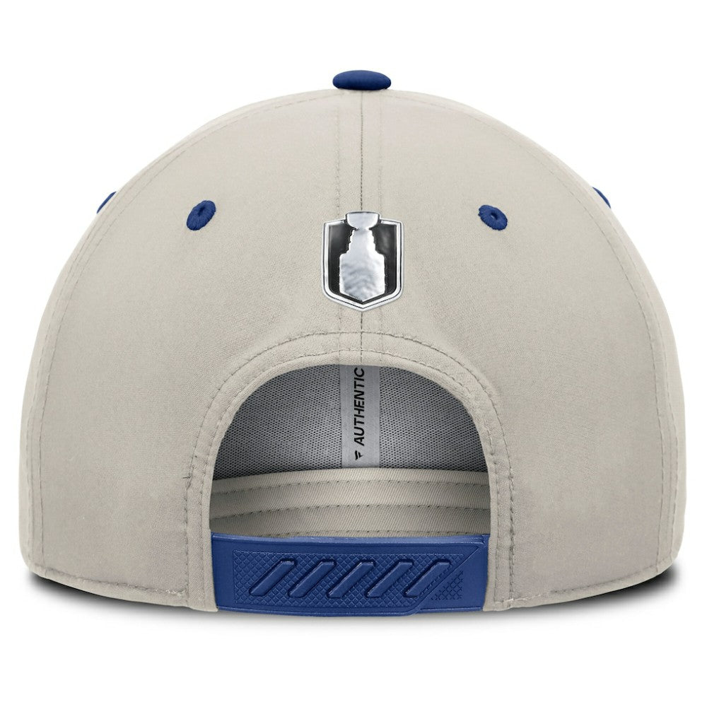 Toronto Maple Leafs Fanatics 2025 Stanley Cup Playoffs Locker Room Trucker Adjustable Hat - Blue/Gray Hats