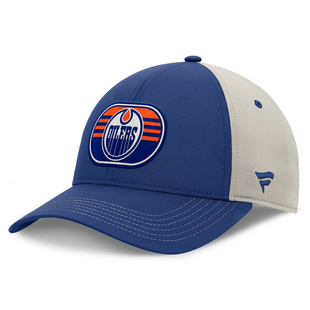 Edmonton Oilers Fanatics 2025 Stanley Cup Playoffs Locker Room Trucker Adjustable Hat - Royal/Gray Hats