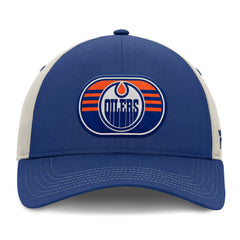 Edmonton Oilers Fanatics 2025 Stanley Cup Playoffs Locker Room Trucker Adjustable Hat - Royal/Gray Hats