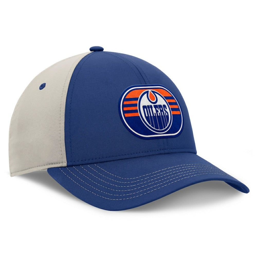 Edmonton Oilers Fanatics 2025 Stanley Cup Playoffs Locker Room Trucker Adjustable Hat - Royal/Gray Hats