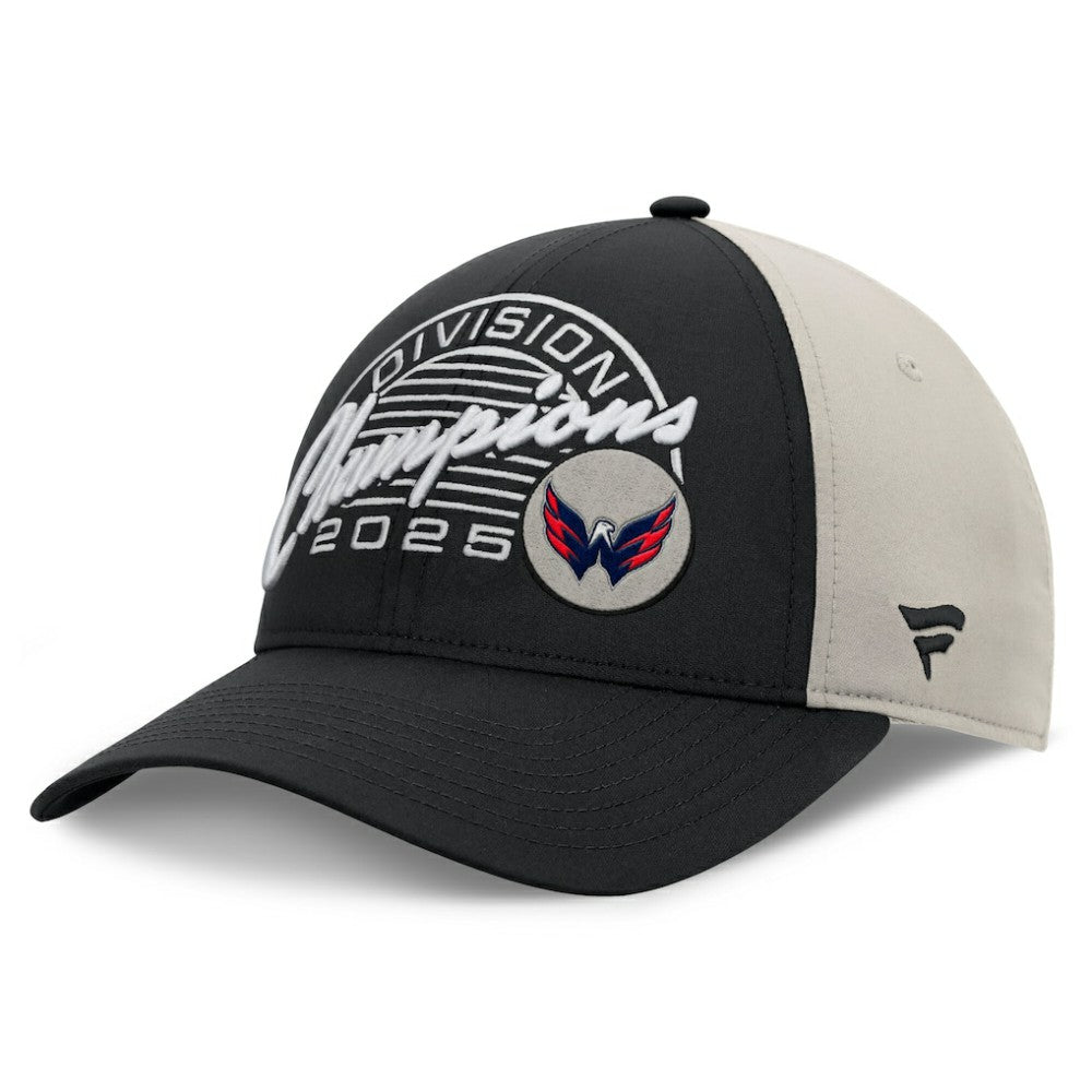 Washington Capitals Fanatics 2025 Metropolitan Division Champions Locker Room Adjustable Hat - Black/Gray Hats