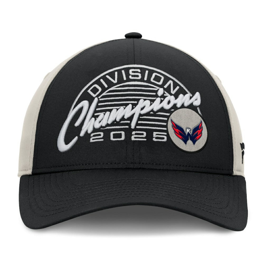 Washington Capitals Fanatics 2025 Metropolitan Division Champions Locker Room Adjustable Hat - Black/Gray Hats