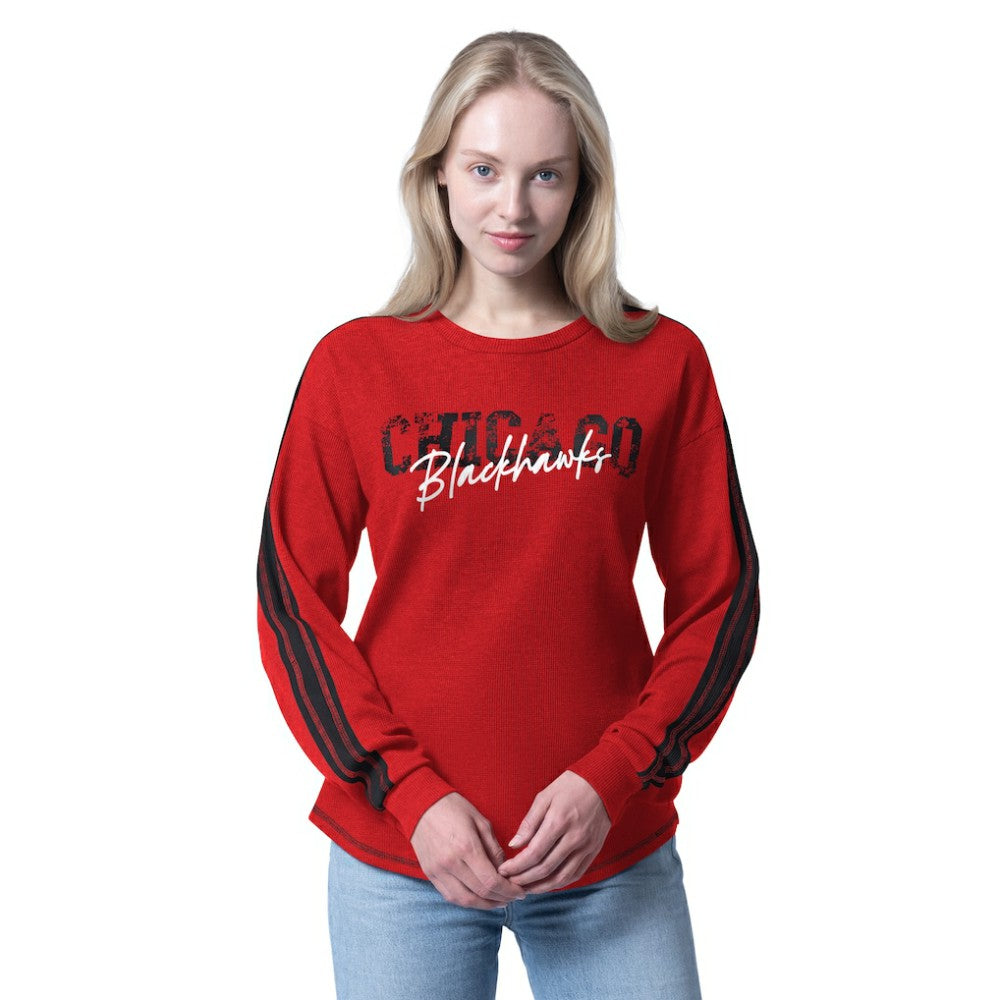 Chicago Blackhawks G-III 4Her by Carl Banks Women's Advantage Thermal Long-Sleeve Tri-Blend T-Shirt - Red T-shirts