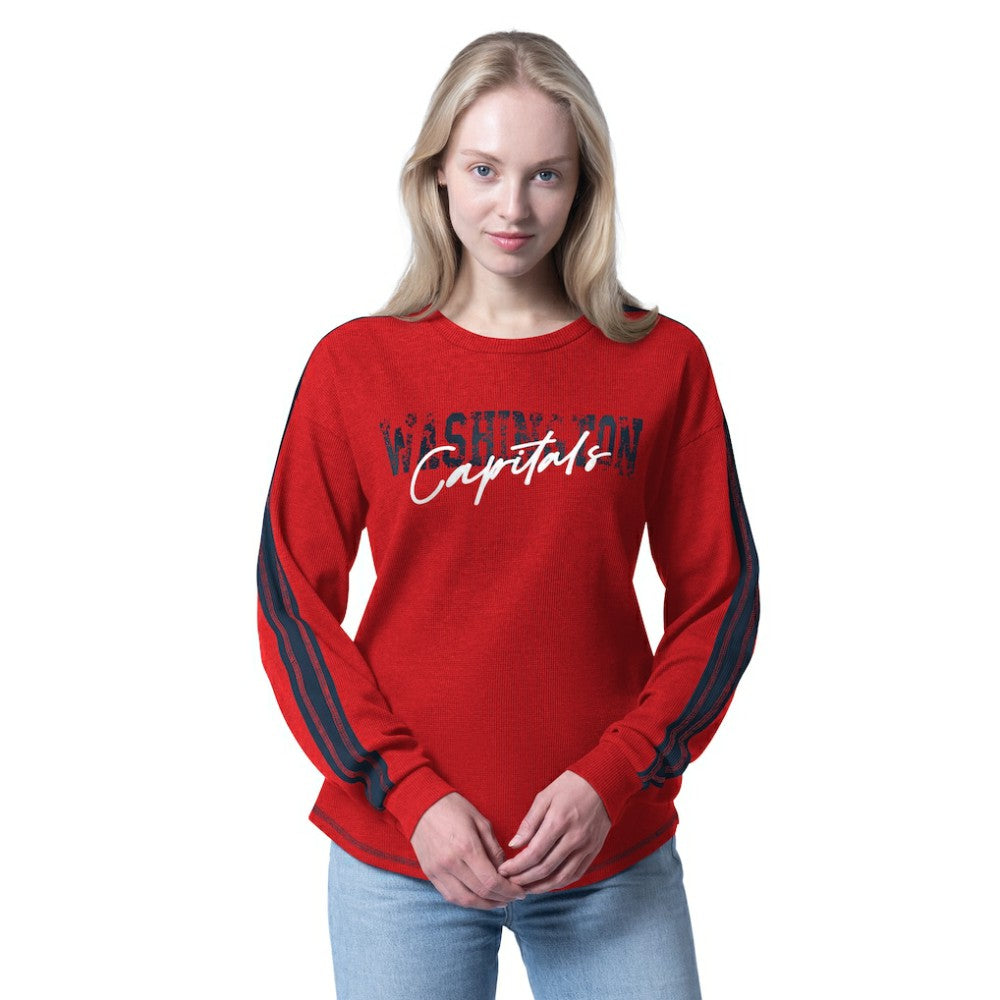 Washington Capitals G-III 4Her by Carl Banks Women's Advantage Thermal Long-Sleeve Tri-Blend T-Shirt - Red T-shirts