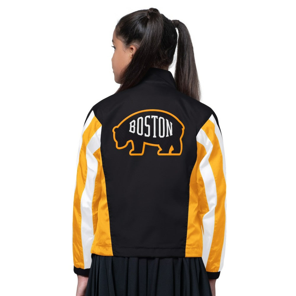 Boston Bruins Starter Girls Key Player Half Zip Jacket - Black/Gold Jackets