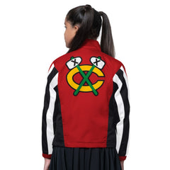 Chicago Blackhawks Starter Girls Key Player Half Zip Jacket - Black/Red Jackets