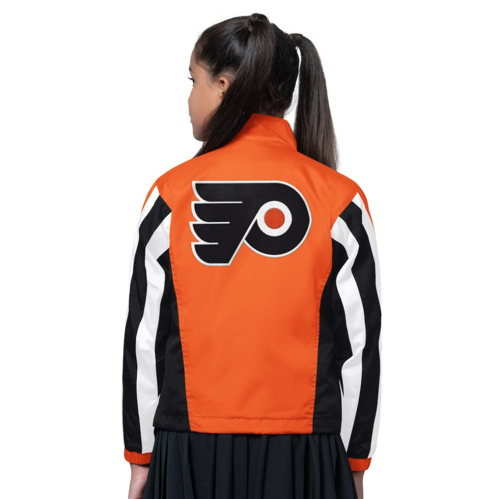 Philadelphia Flyers Starter Girls Key Player Half Zip Jacket - Orange/Black Jackets