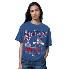 New York Rangers Starter Women's Oversized Hall of Fame T-Shirt - Heather Blue T-shirts