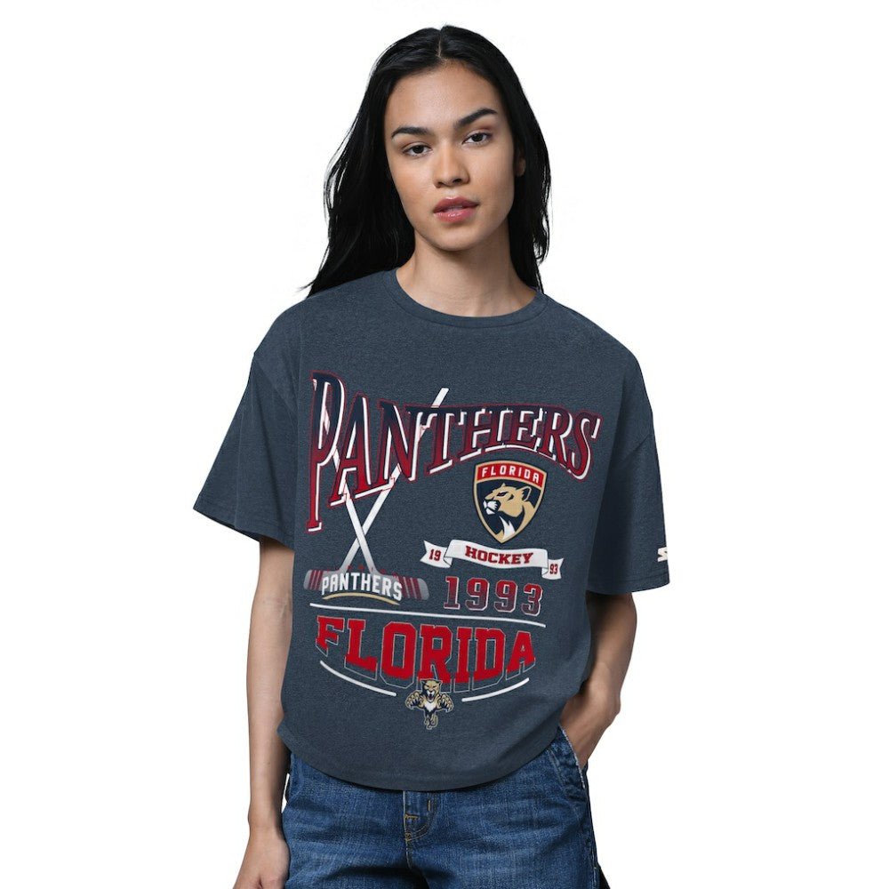 Florida Panthers Starter Women's Oversized Hall of Fame T-Shirt - Heather Navy T-shirts