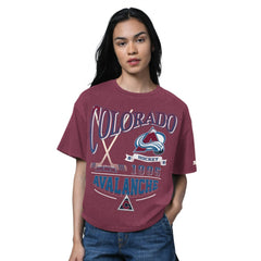 Colorado Avalanche Starter Women's Oversized Hall of Fame T-Shirt - Heather Burgundy T-shirts