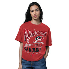 Carolina Hurricanes Starter Women's Oversized Hall of Fame T-Shirt - Heather Red T-shirts