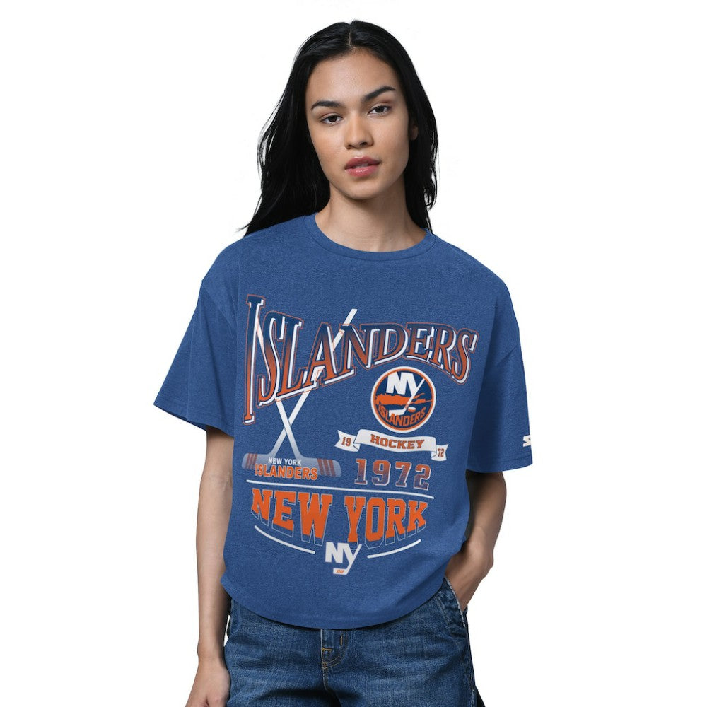 New York Islanders Starter Women's Oversized Hall of Fame T-Shirt - Heather Royal T-shirts